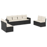 Set Divani da Giardino con Cuscini 8 pz Nero in Polyrattan