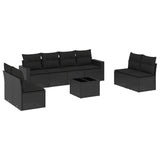 Set Divani da Giardino 9 pz con Cuscini Nero in Polyrattan