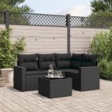 Set Divani da Giardino 5 pz con Cuscini in Polyrattan Nero