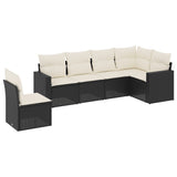 Set Divano da Giardino 6 pz con Cuscini Nero in Polyrattan