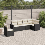 Set Divano da Giardino 6 pz con Cuscini Nero in Polyrattan