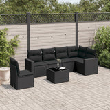 Set Divani da Giardino con Cuscini 7pz Nero Polyrattan