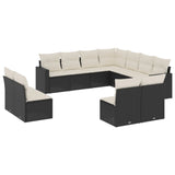 Set Divani da Giardino 11 pz con Cuscini in Polyrattan Nero