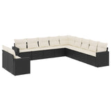 Set Divani da Giardino 11 pz con Cuscini in Polyrattan Nero