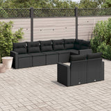 Set Divani da Giardino con Cuscini 8 pz Nero in Polyrattan