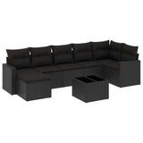 Set Divani da Giardino con Cuscini 8 pz Nero in Polyrattan