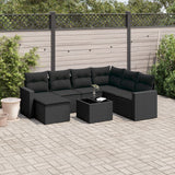 Set Divani da Giardino con Cuscini 8 pz Nero in Polyrattan