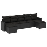 Set Divani da Giardino con Cuscini 7pz Nero Polyrattan