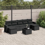 Set Divani da Giardino con Cuscini 8 pz Nero in Polyrattan