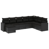 Set Divani da Giardino con Cuscini 8 pz Nero in Polyrattan