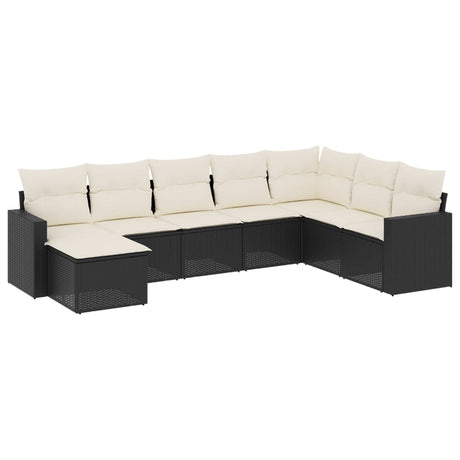 Set Divani da Giardino con Cuscini 8 pz Nero in Polyrattan