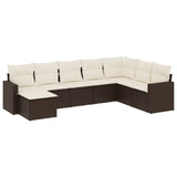 Set Divani da Giardino 8 pz con Cuscini Marrone in Polyrattan