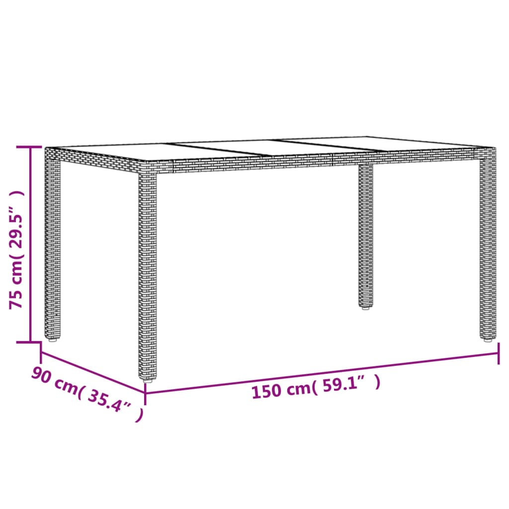 Set da Pranzo da Giardino con Cuscini 5 pz Polyrattan e Vetro