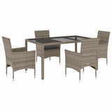 Set da Pranzo da Giardino 5 pz con Cuscini Polyrattan e Vetro