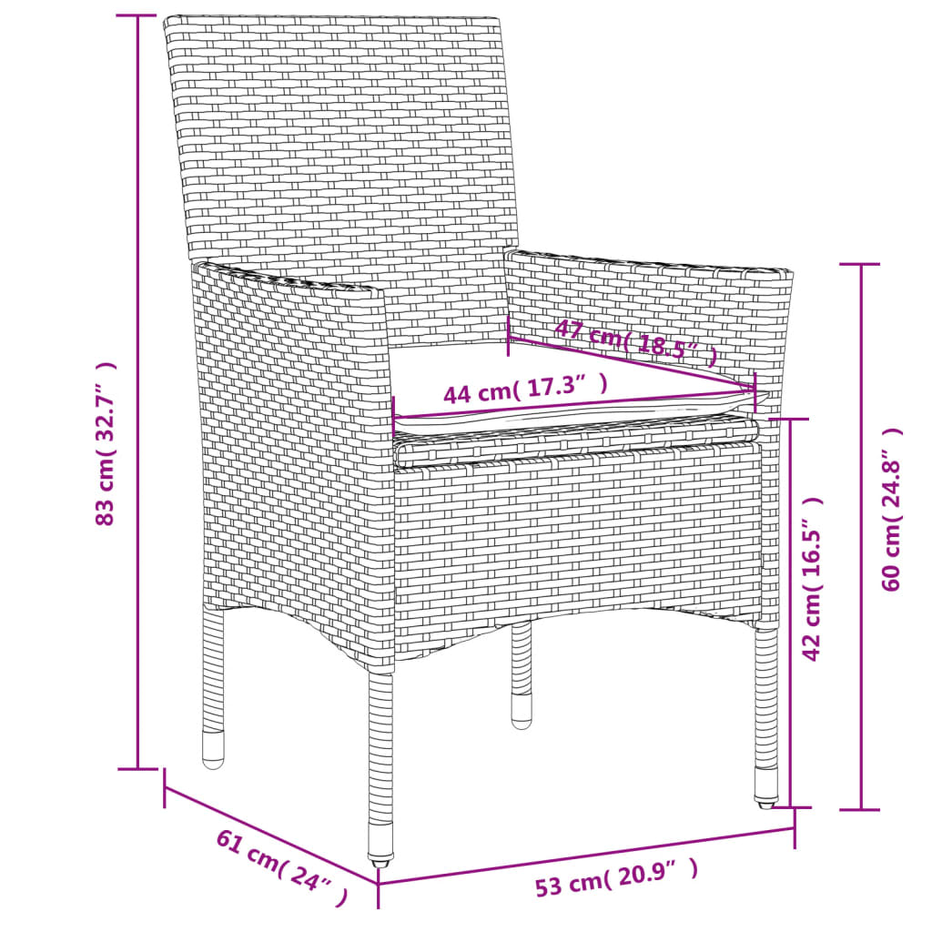 Set da Pranzo da Giardino 9 pz con Cuscini Polyrattan e Vetro