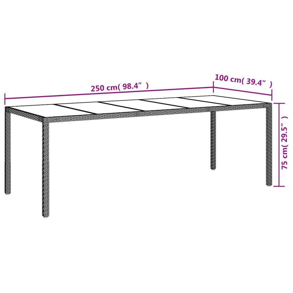 Set da Pranzo da Giardino 11 pz con Cuscini Polyrattan e Vetro