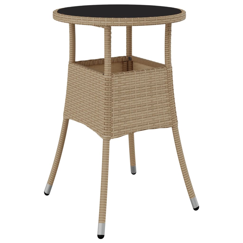 Set da Pranzo da Giardino 3 pz con Cuscini Polyrattan e Vetro