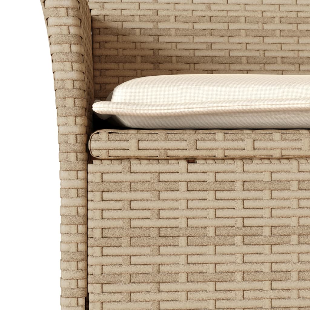 Set Pranzo da Giardino 7pz con Cuscini Beige Polyrattan Acacia