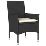 Set Pranzo da Giardino 9 pz con Cuscini Nero Polyrattan Acacia