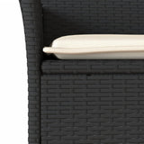 Set Pranzo da Giardino 9 pz con Cuscini Nero Polyrattan Acacia