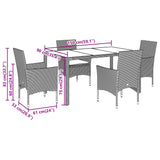 Set Pranzo da Giardino 5 pz con Cuscini Beige Polyrattan Acacia