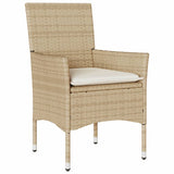 Set Pranzo da Giardino 7 pz con Cuscini Beige Polyrattan Acacia