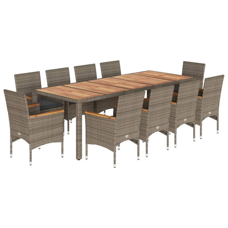 Set Pranzo da Giardino 11pz con Cuscini Polyrattan Acacia