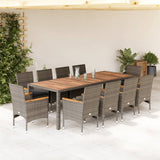 Set Pranzo da Giardino 11pz con Cuscini Polyrattan Acacia