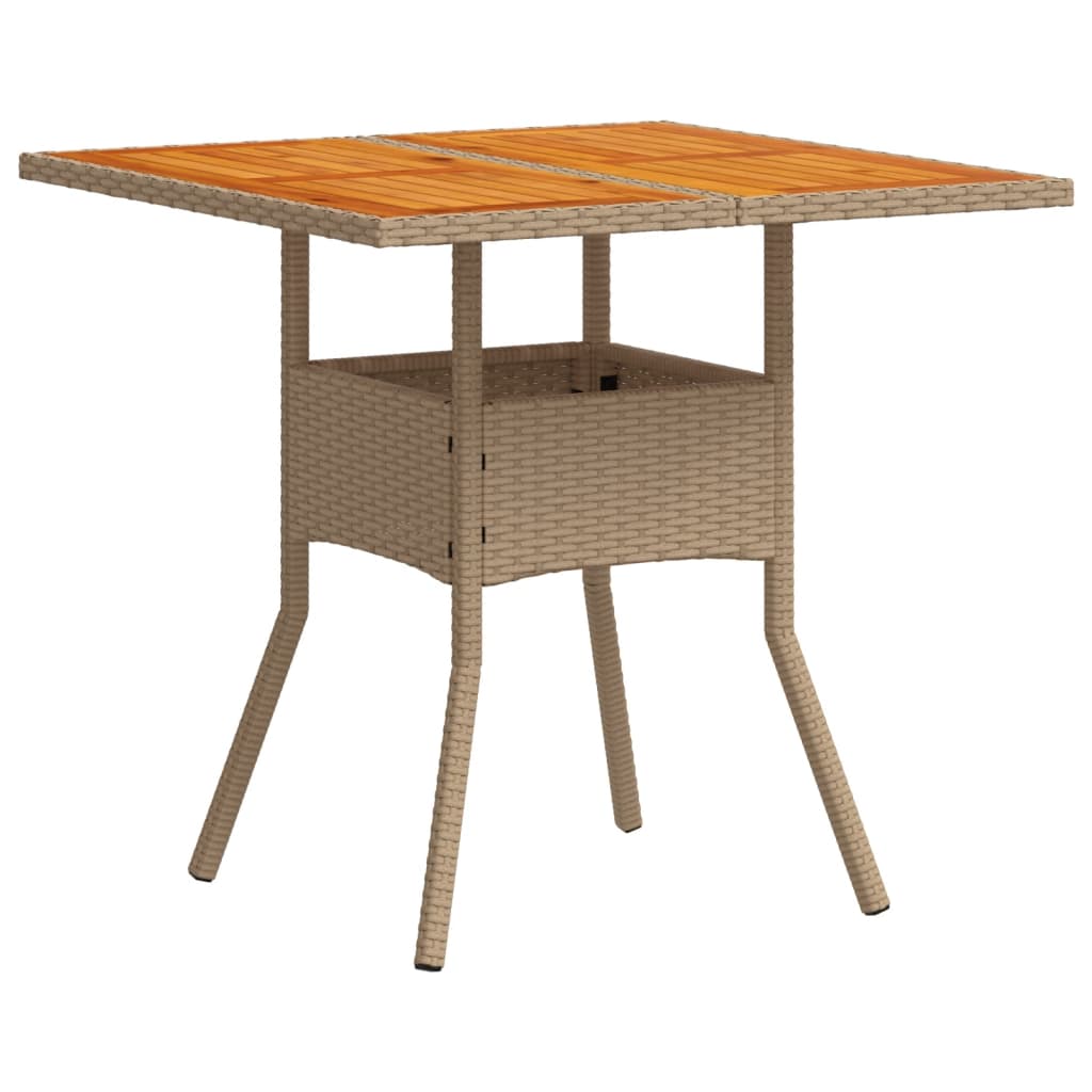 Set Pranzo da Giardino 3 pz con Cuscini Beige Polyrattan Acacia