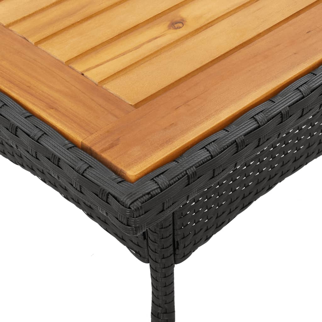 Set Pranzo da Giardino 3 pz con Cuscini Nero Polyrattan Acacia