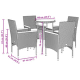 Set Pranzo Giardino 5 pz con Cuscini Grigio Polyrattan Acacia