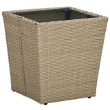 Set da Bistrò 3 pz con Cuscini Beige Polyrattan e Vetro