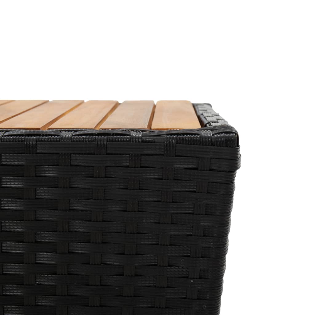 Set da Bistrò 3 pz con Cuscini Nero Polyrattan e Vetro