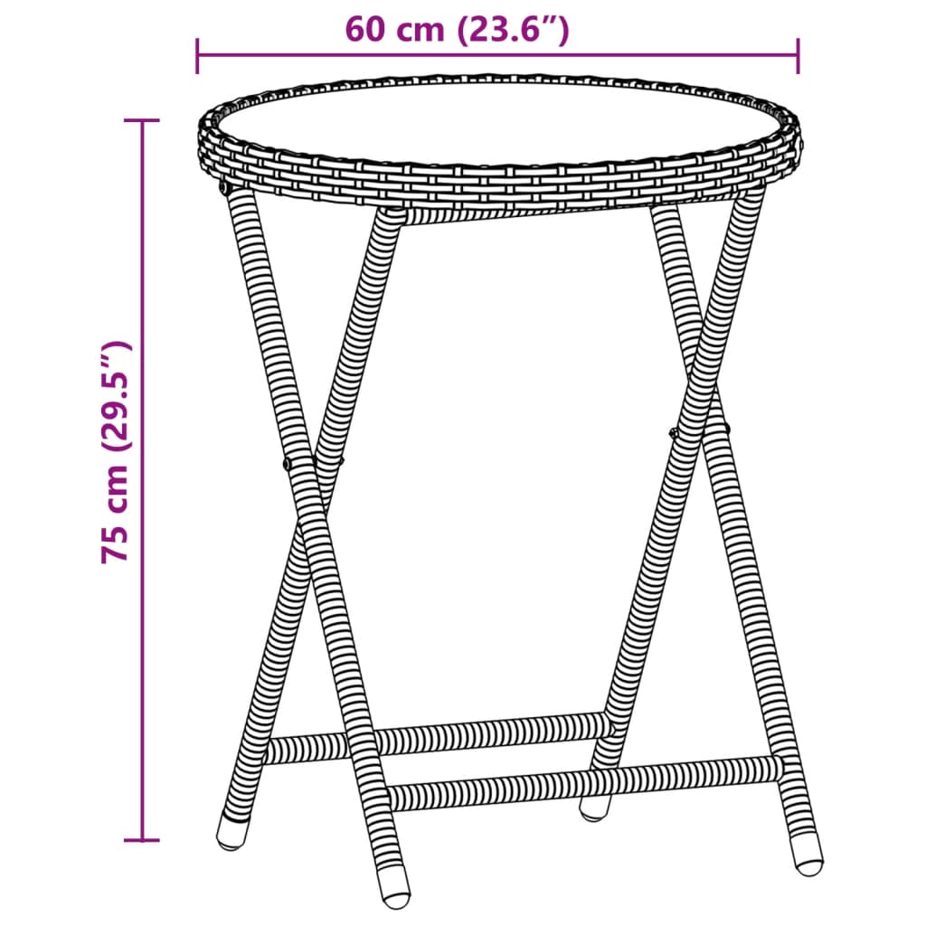 Set da Bistrò 3 pz con Cuscini Grigio Polyrattan e Vetro