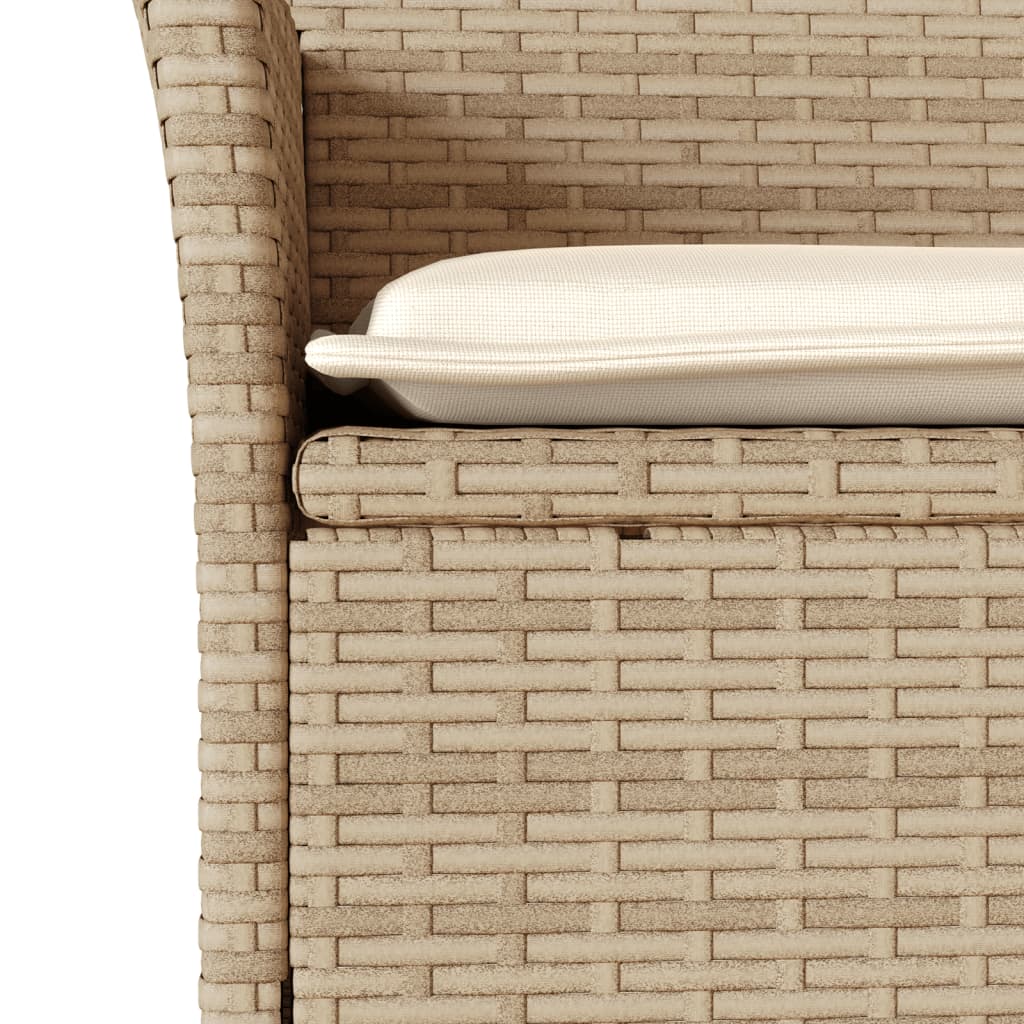 Set da Bistrò 3 pz con Cuscini Beige Polyrattan e Vetro