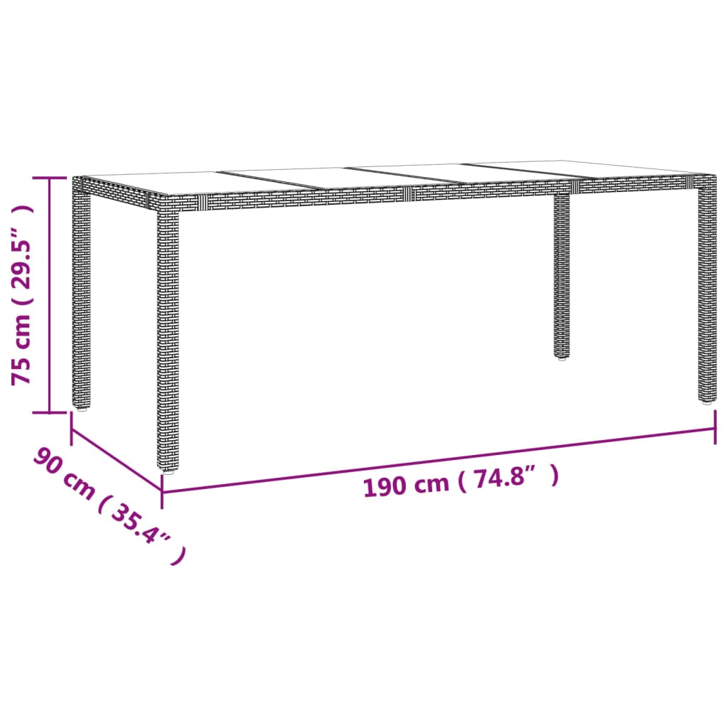 Set da Pranzo da Giardino 7 pz Nero con Cuscini in Polyrattan