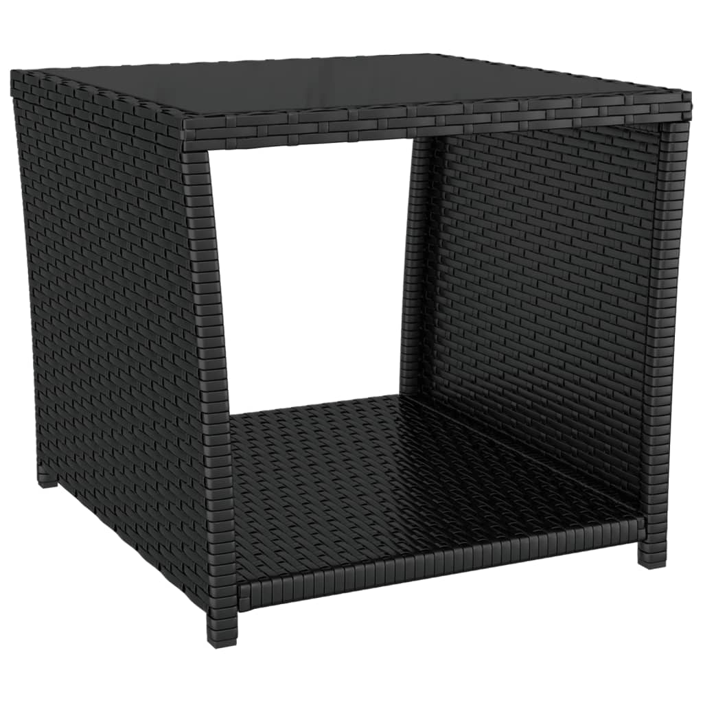 Set da Pranzo da Giardino 3 pz con Cuscini Nero in Polyrattan