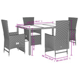 Set da Pranzo da Giardino 5 pz con Cuscini Beige in Polyrattan