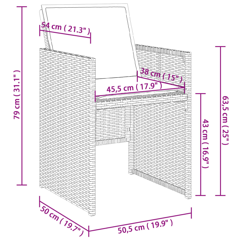 Set da Pranzo da Giardino 5 pz Nero con Cuscini in Polyrattan