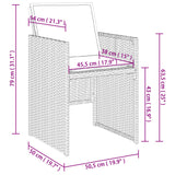 Set da Pranzo da Giardino 5pz con Cuscini in Polyrattan Marrone