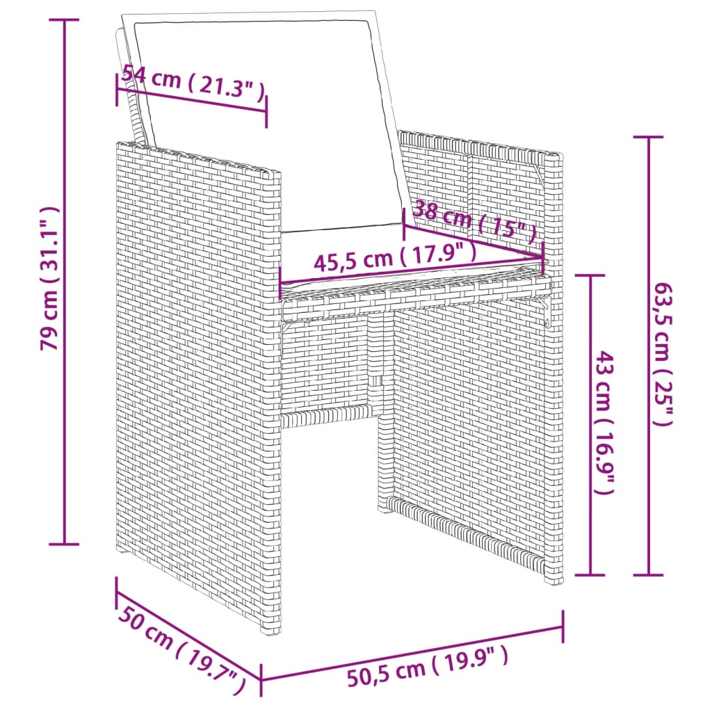 Set Pranzo da Giardino 5pz con Cuscini Grigio Chiaro Polyrattan