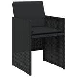 Set da Pranzo da Giardino 7 pz Nero con Cuscini in Polyrattan