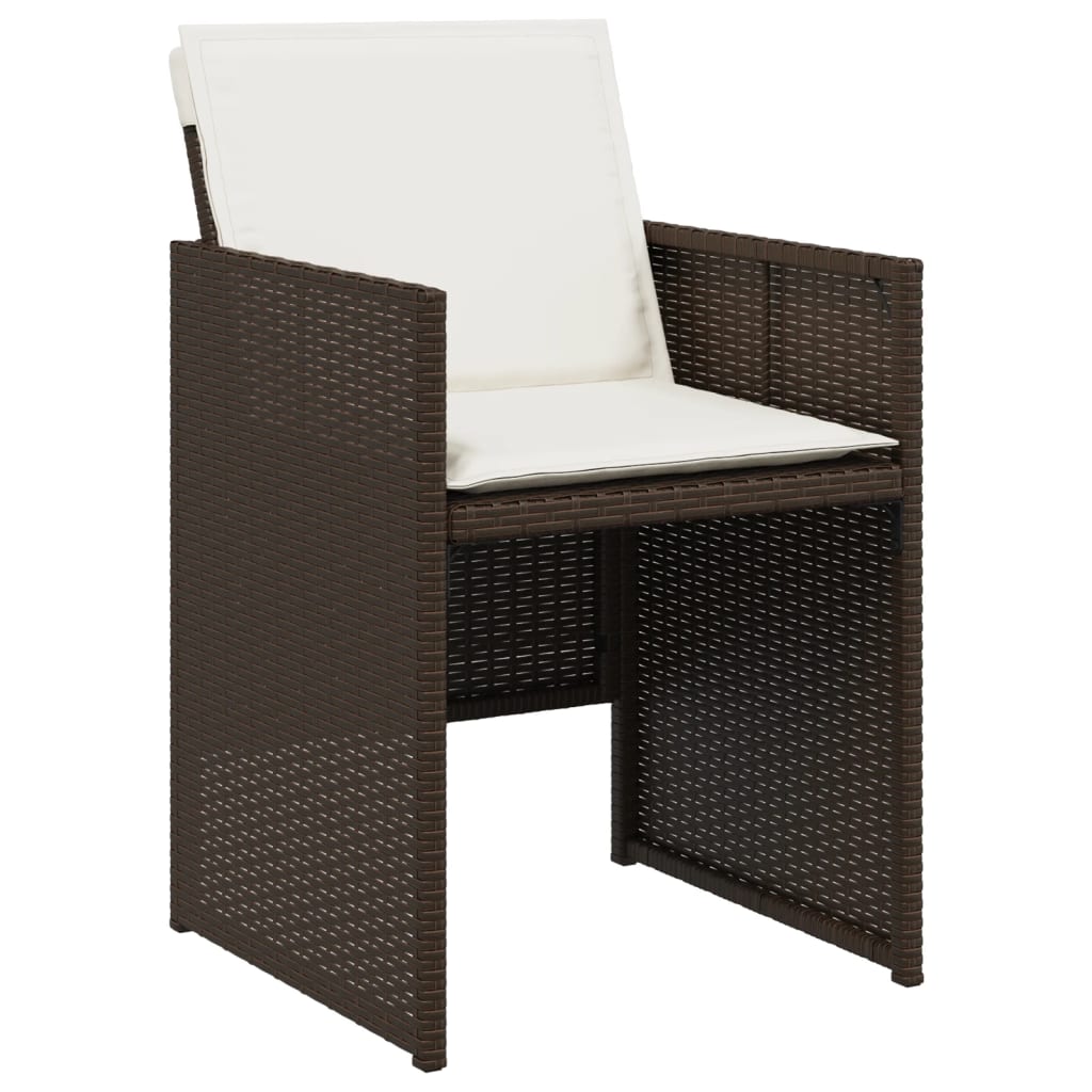 Set da Pranzo da Giardino 7pz con Cuscini in Polyrattan Marrone