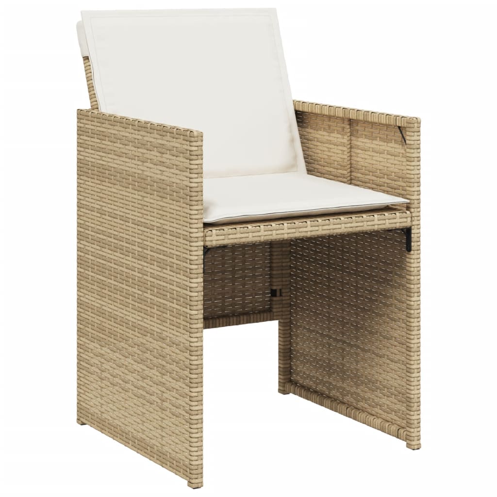 Set da Pranzo da Giardino 13 pz con Cuscini Beige in Polyrattan