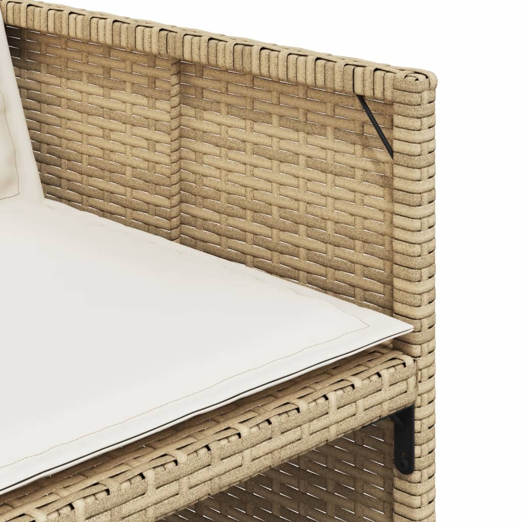 Set da Pranzo da Giardino 15 pz con Cuscini Beige in Polyrattan