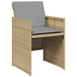 Set Pranzo da Giardino 15 pz con Cuscini Beige Misto Polyrattan