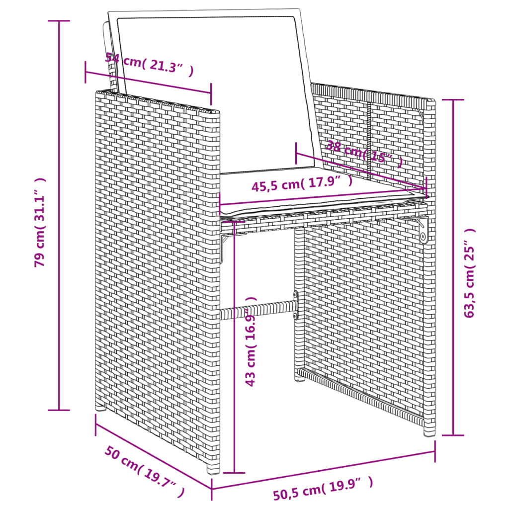 Set da Pranzo da Giardino 5 pz con Cuscini Beige in Polyrattan