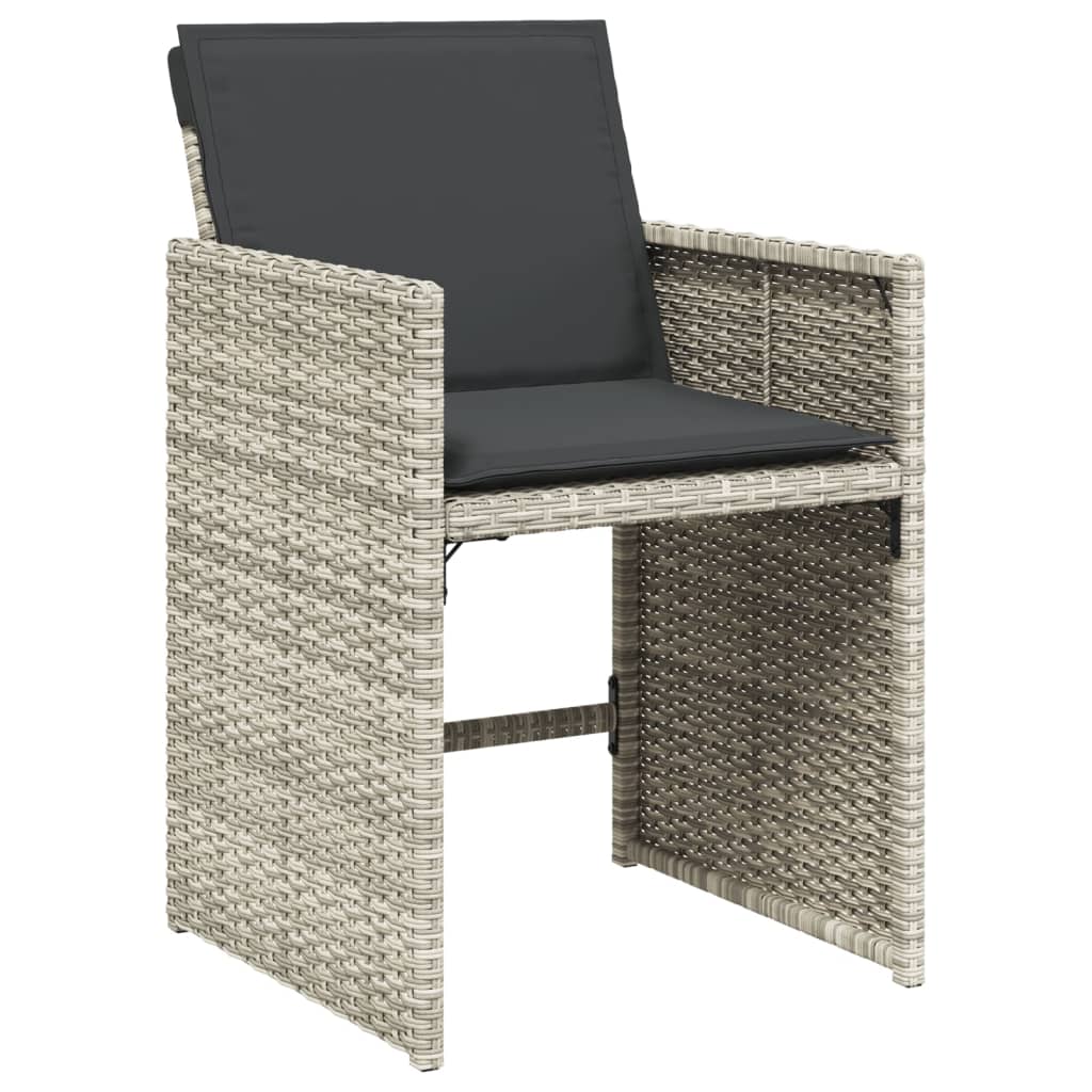 Set Pranzo da Giardino 5pz con Cuscini Grigio Chiaro Polyrattan