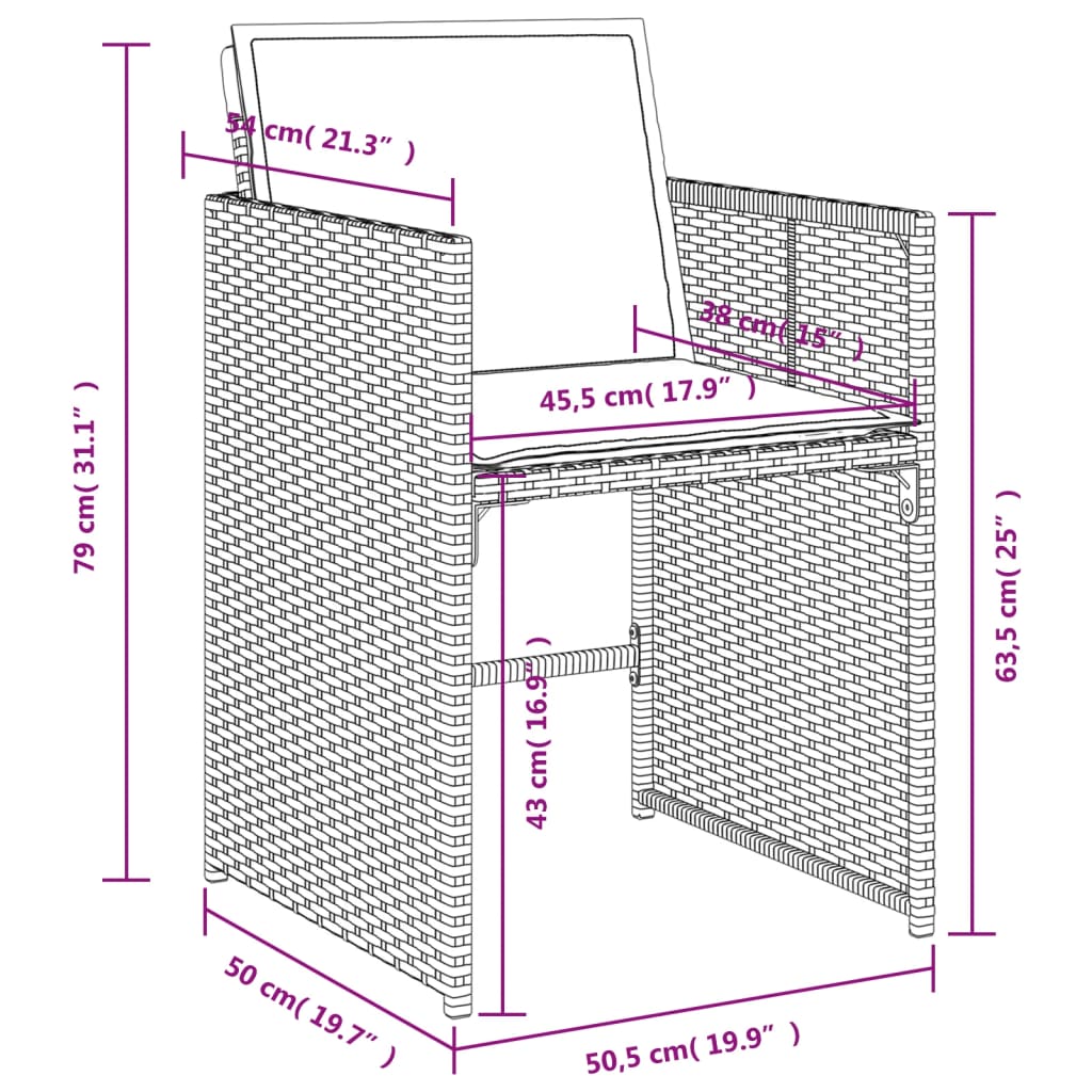 Set Pranzo da Giardino 5pz con Cuscini Grigio Chiaro Polyrattan