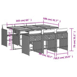 Set da Pranzo da Giardino 7 pz con Cuscini in Polyrattan Grigio